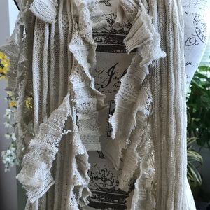Accessories - beige cream knit frayed distressed scarf Accessories - beige cream knit frayed distressed scarf
